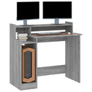 vidaXL szürke sonoma színű szerelt fa íróasztal LED-ekkel 97x45x90 cm