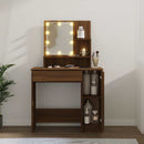 vidaXL barna tölgyszínű LED-es fésülködőasztal 86,5 x 35 x 136 cm