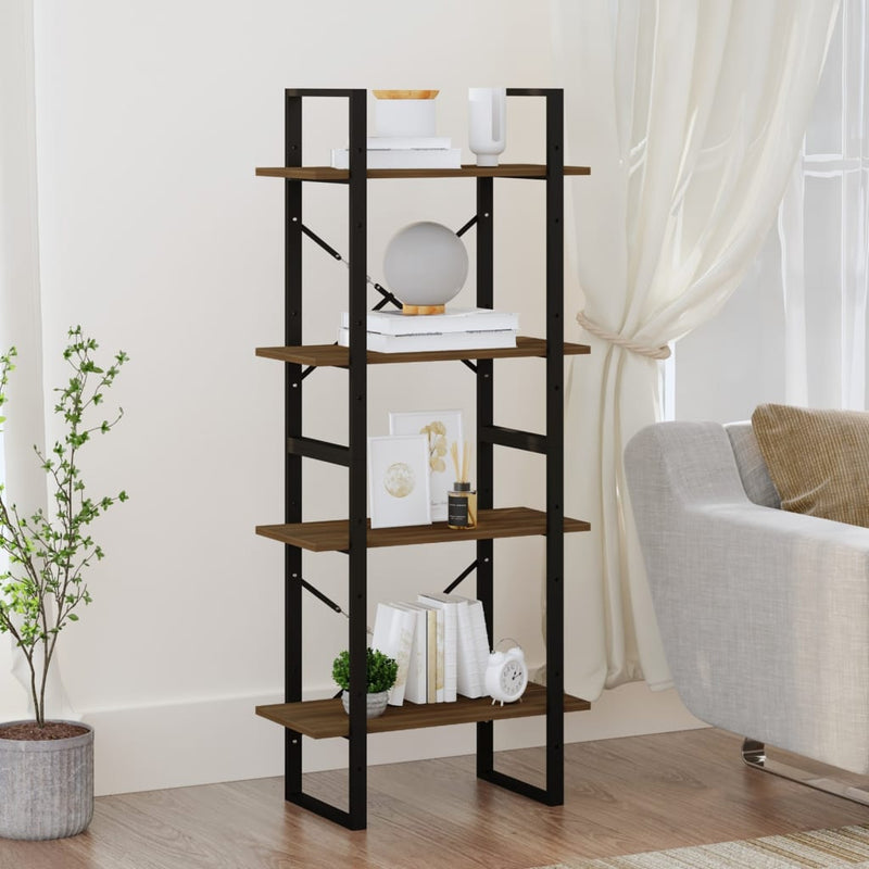 vidaXL 4 szintes barna tölgyszínű szerelt fa könyvszekrény 60x30x140cm