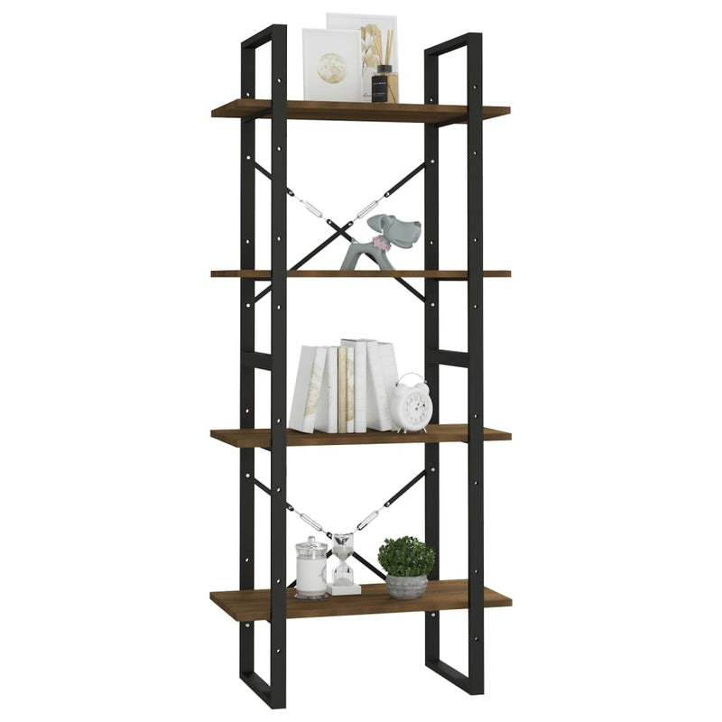vidaXL 4 szintes barna tölgyszínű szerelt fa könyvszekrény 60x30x140cm