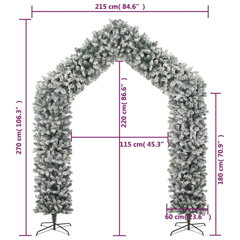 vidaXL karácsonyfaboltív pelyhes hóval 270 cm