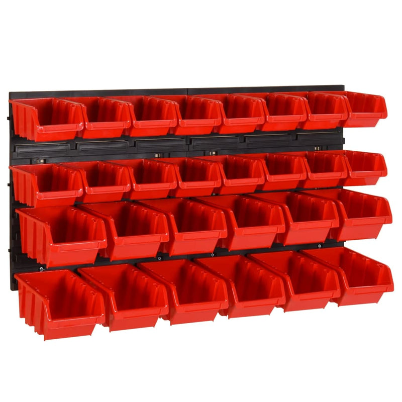 vidaXL 30 részes piros/fekete polipropilén műhelypolcszett 77 x 39 cm