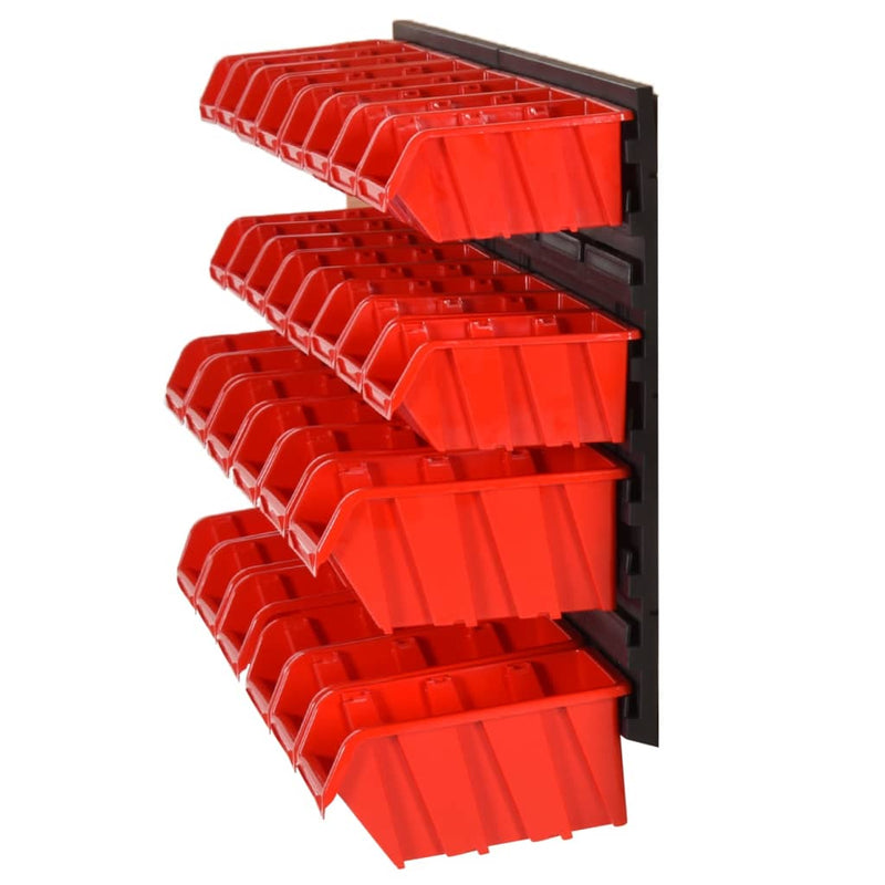 vidaXL 30 részes piros/fekete polipropilén műhelypolcszett 77 x 39 cm