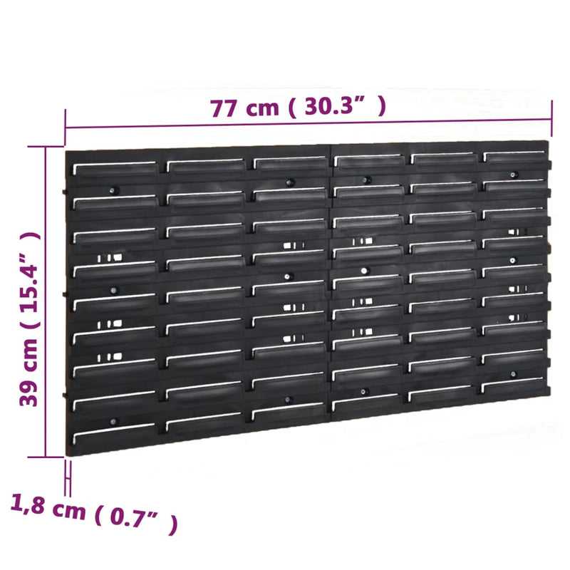 vidaXL 30 részes piros/fekete polipropilén műhelypolcszett 77 x 39 cm