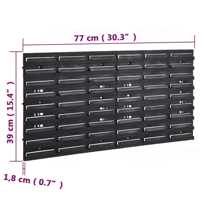 vidaXL 26 részes piros/fekete polipropilén műhelypolcszett 77 x 39 cm