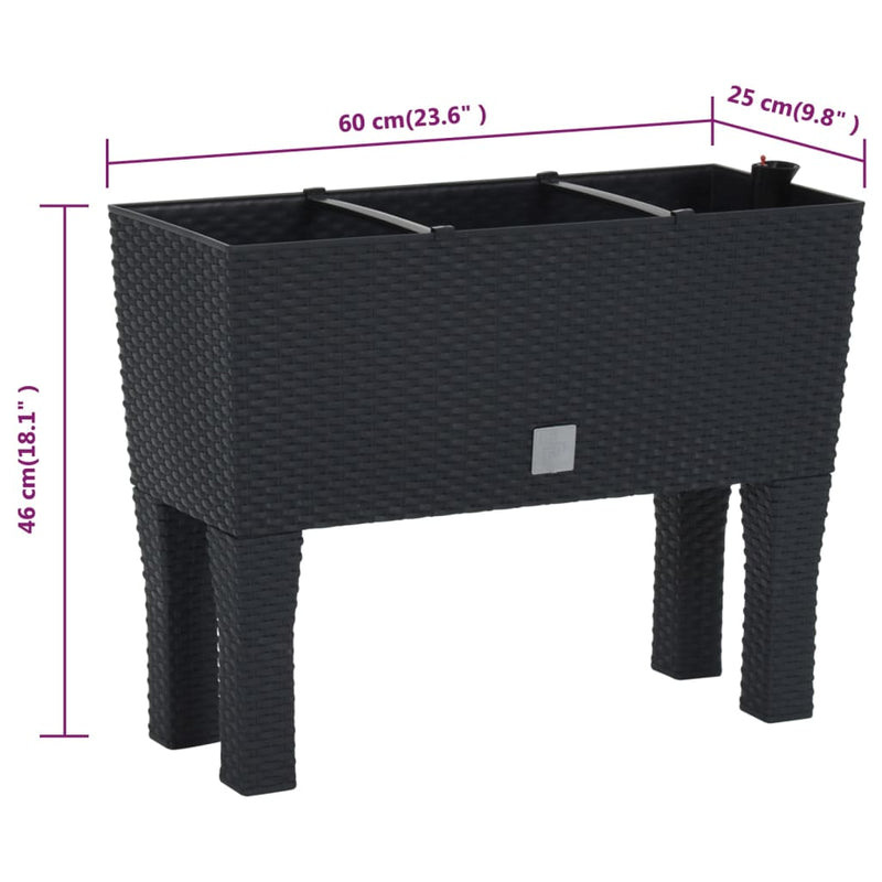 vidaXL antracitszürke polipropilén rattan kerti magaságyás 60x25x46 cm