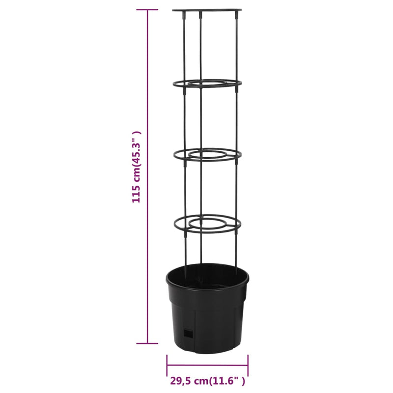 vidaXL antracitszürke polipropilén paradicsomtermesztő Ø29,5 x 115 cm