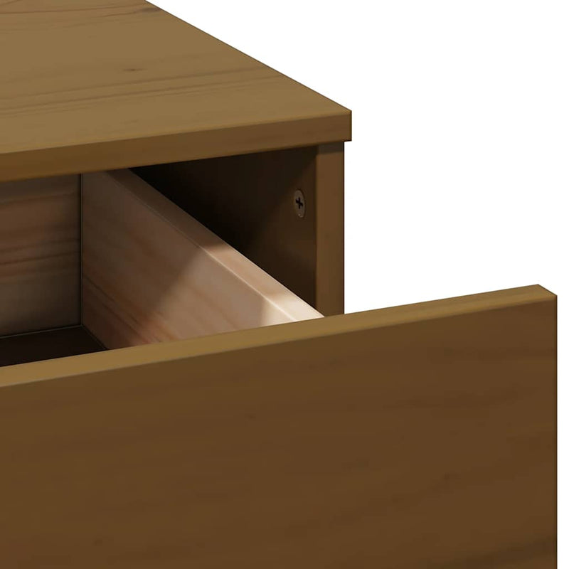 vidaXL mézbarna tömör fenyőfa fésülködőasztal szett tükörrel