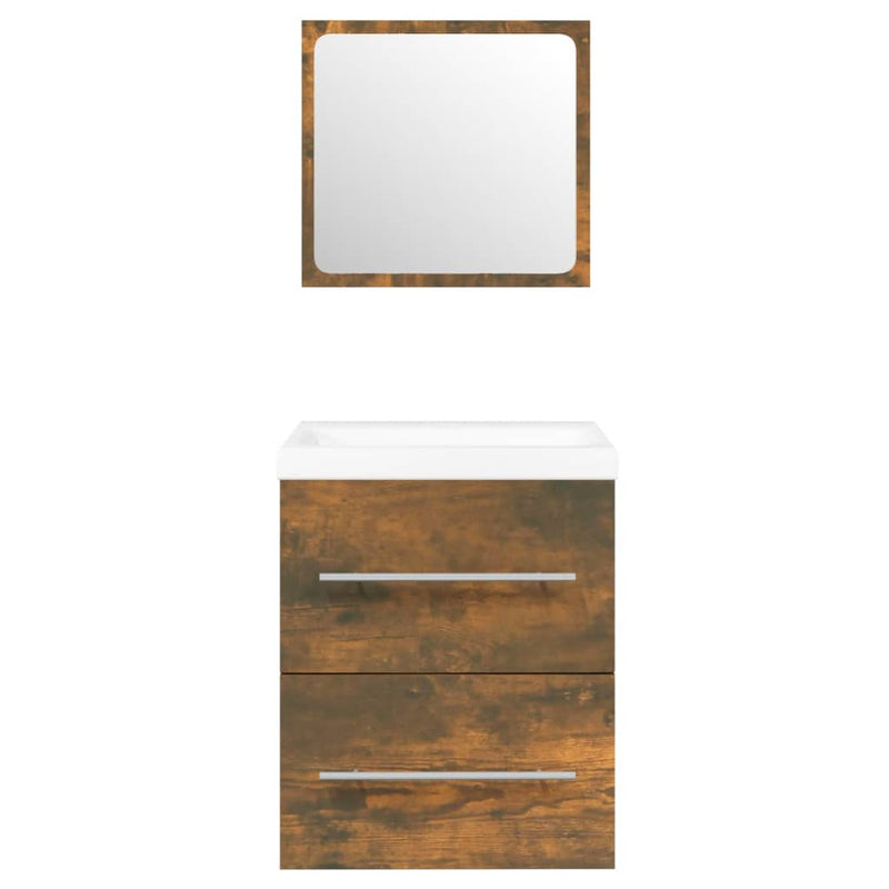 vidaXL füstös tölgy színű szerelt fa mosdószekrény beépített mosdóval