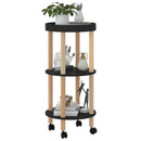 vidaXL 3 szintes fekete szerelt fa és tömör fenyőfa kocsi 38x38x82 cm