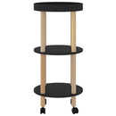 vidaXL 3 szintes fekete szerelt fa és tömör fenyőfa kocsi 38x38x82 cm