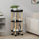vidaXL 3 szintes fekete szerelt fa és tömör fenyőfa kocsi 38x38x82 cm