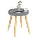 vidaXL 3 szintes szürke szerelt fa/tömör fenyőfa kisasztal 38x38x40 cm