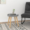 vidaXL 3 szintes szürke szerelt fa/tömör fenyőfa kisasztal 38x38x40 cm