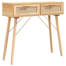 vidaXL barna tömör fenyő és természetes rattan kisasztal 80x30x75 cm