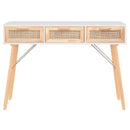 vidaXL fehér tömör fenyő és természetes rattan tálaló 105x30x75 cm