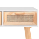 vidaXL fehér tömör fenyő és természetes rattan tálaló 105x30x75 cm