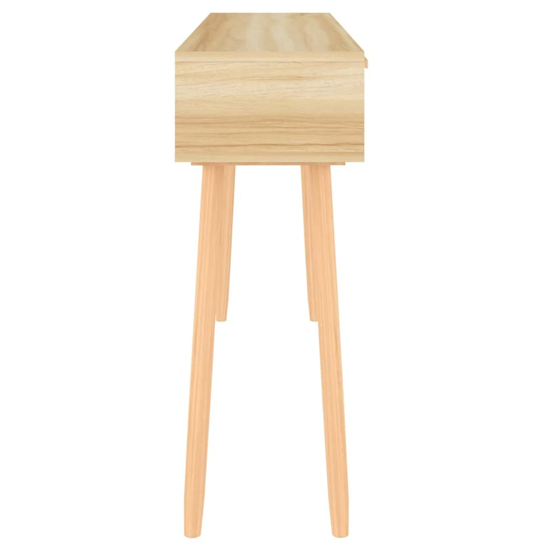 vidaXL barna tömör fenyő és természetes rattan kisasztal 105x30x75 cm