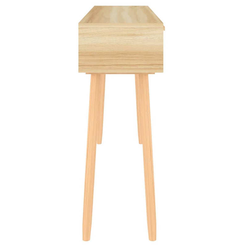 vidaXL barna tömör fenyő és természetes rattan kisasztal 105x30x75 cm