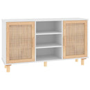 vidaXL fehér tömör fenyő/természetes rattan tálalószekrény 105x30x60cm