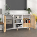 vidaXL fehér tömör fenyő/természetes rattan tálalószekrény 105x30x60cm