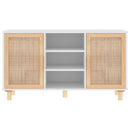 vidaXL fehér tömör fenyő/természetes rattan tálalószekrény 105x30x60cm