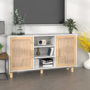 vidaXL fehér tömör fenyő/természetes rattan tálalószekrény 105x30x60cm