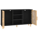 vidaXL fekete fenyő/természetes rattan tálalószekrény 105 x 30 x 60 cm