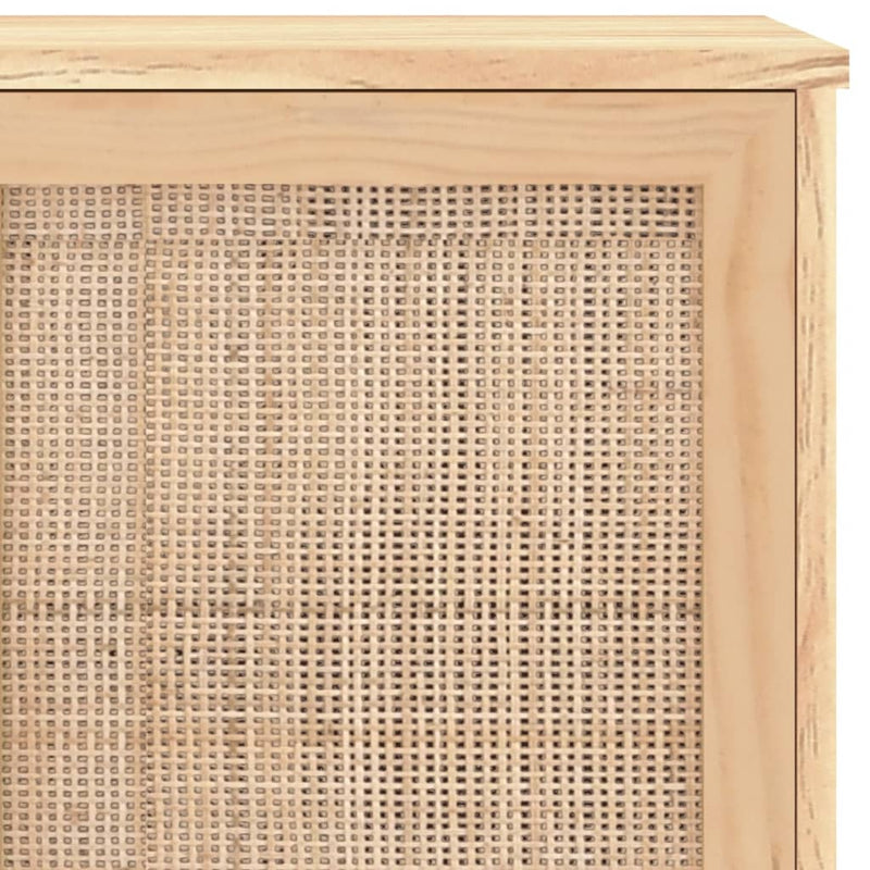 vidaXL barna tömör fenyő/természetes rattan tálalószekrény 105x30x60cm