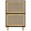 vidaXL fekete szerelt fa és természetes rattan cipőszekrény 52x25x80cm