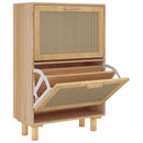 vidaXL barna szerelt fa és természetes rattan cipőszekrény 52x25x80 cm