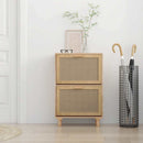 vidaXL barna szerelt fa és természetes rattan cipőszekrény 52x25x80 cm