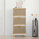 vidaXL fehér szerelt fa és természetes rattan cipőszekrény 52x25x115cm