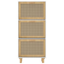 vidaXL fehér szerelt fa és természetes rattan cipőszekrény 52x25x115cm