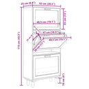 vidaXL fehér szerelt fa és természetes rattan cipőszekrény 52x25x115cm