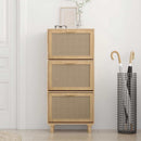 vidaXL barna szerelt fa és természetes rattan cipőszekrény 52x25x80 cm