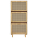vidaXL barna szerelt fa és természetes rattan cipőszekrény 52x25x80 cm