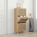 vidaXL barna szerelt fa és természetes rattan cipőszekrény 52x25x80 cm