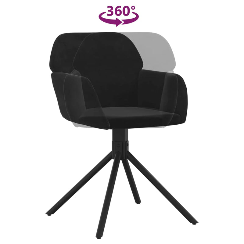 vidaXL 2 db fekete bársony forgó étkezőszék