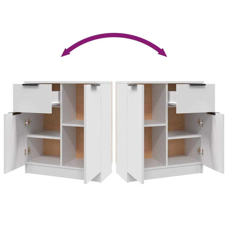 vidaXL 2 db fehér szerelt fa tálalóasztal 60 x 30 x 70 cm