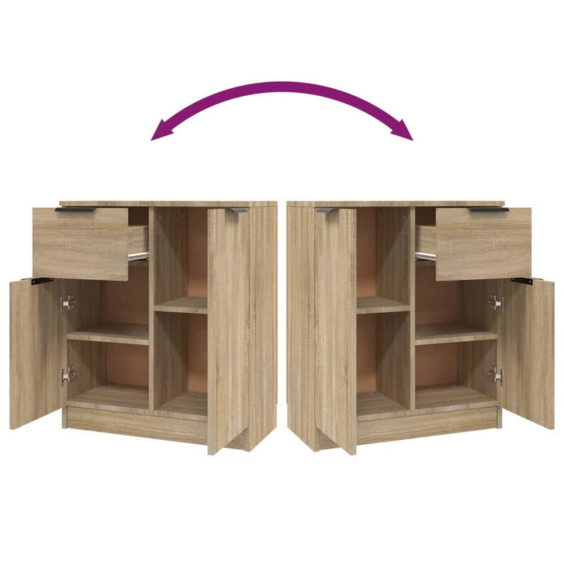 vidaXL 2 db sonoma-tölgyszínű szerelt fa tálalóasztal 60 x 30 x 70 cm