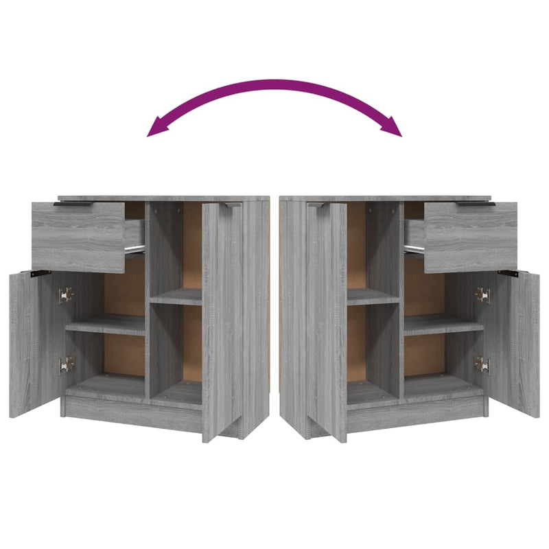 vidaXL 2 db szürke sonoma színű szerelt fa tálalóasztal 60x30x70 cm