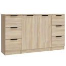 vidaXL 3 db sonoma tölgyszínű szerelt fa tálalószekrény