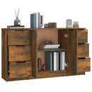 vidaXL 3 db füstös tölgy szerelt fa tálalószekrény