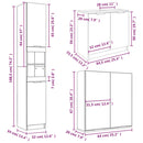 vidaXL 3 részes füstös tölgy szerelt fa fürdőszobai szekrényszett