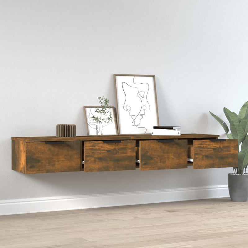 vidaXL 2 db füstös tölgyszínű szerelt fa fali szekrény 68 x 30 x 20 cm