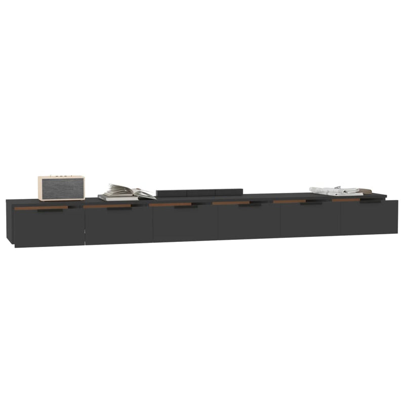 vidaXL 2 db fekete szerelt fa faliszekrény 102 x 30 x 20 cm