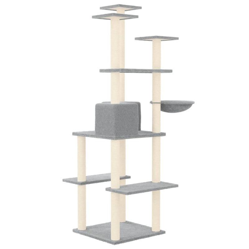 vidaXL világosszürke macskabútor szizál kaparóoszlopokkal 167 cm