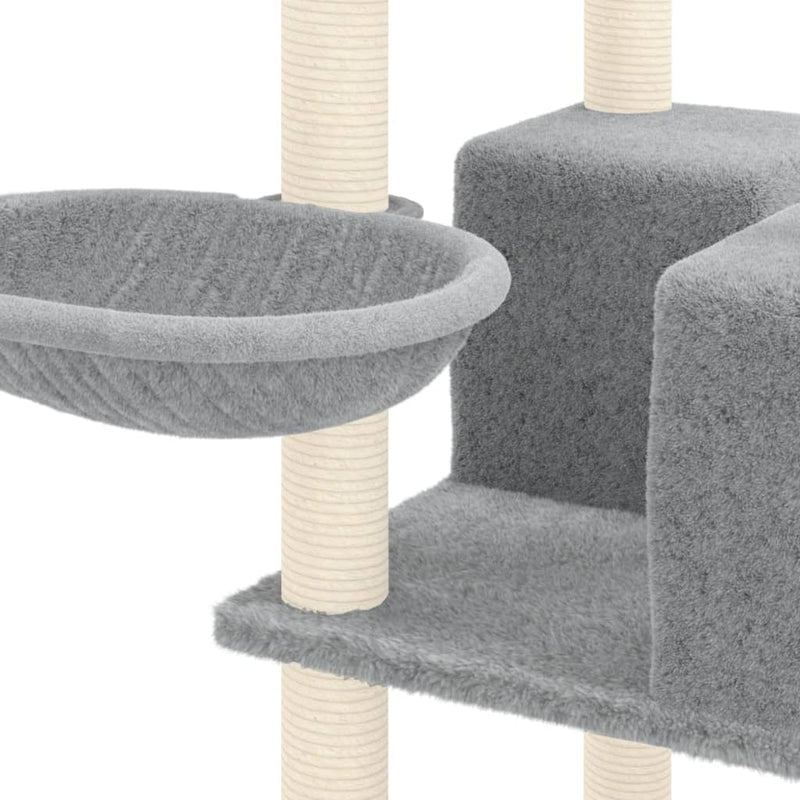 vidaXL világosszürke macskabútor szizál kaparóoszlopokkal 167 cm