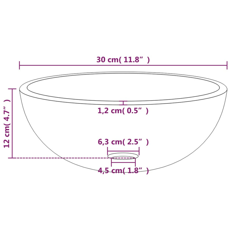 vidaXL átlátszó edzett üveg mosdókagyló 30x12 cm